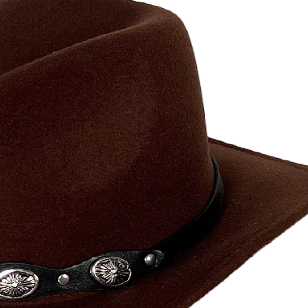 Women Men Cowboy Cowgirl Hats Felt Wide Brim Western Hat with Belt Buckle