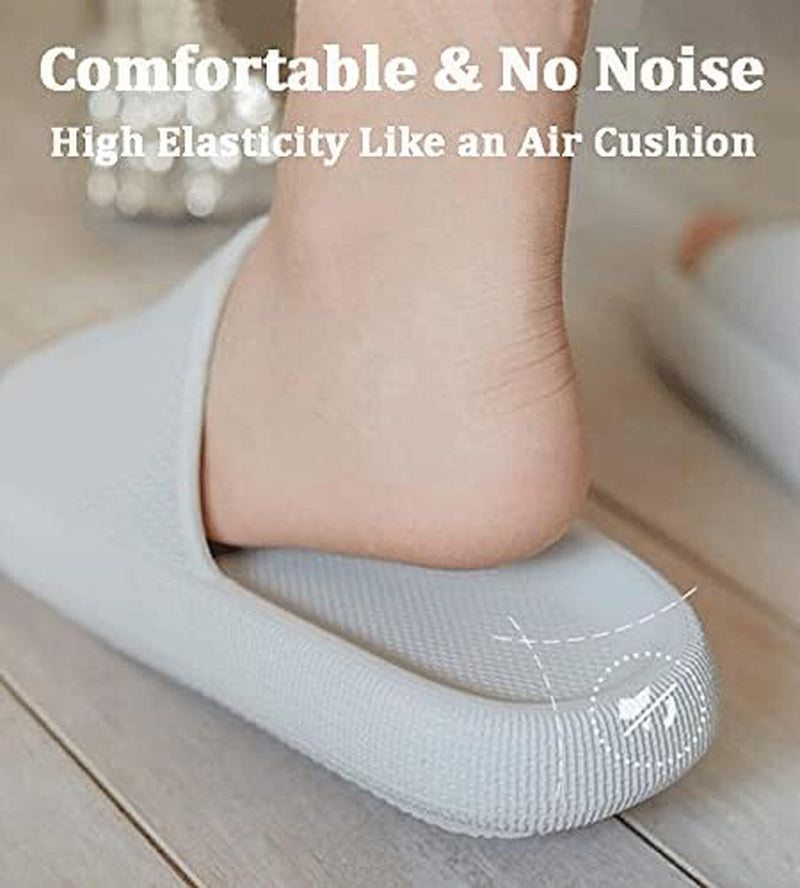 Cloud Slippers for Women and Men, Pillow House Slippers Massage Shower Bathroom Non-Slip Soft Comfy Thick Sole Platform Quick Drying Open Toe Home Cushion Slide Sandals for Indoor & Outdoor