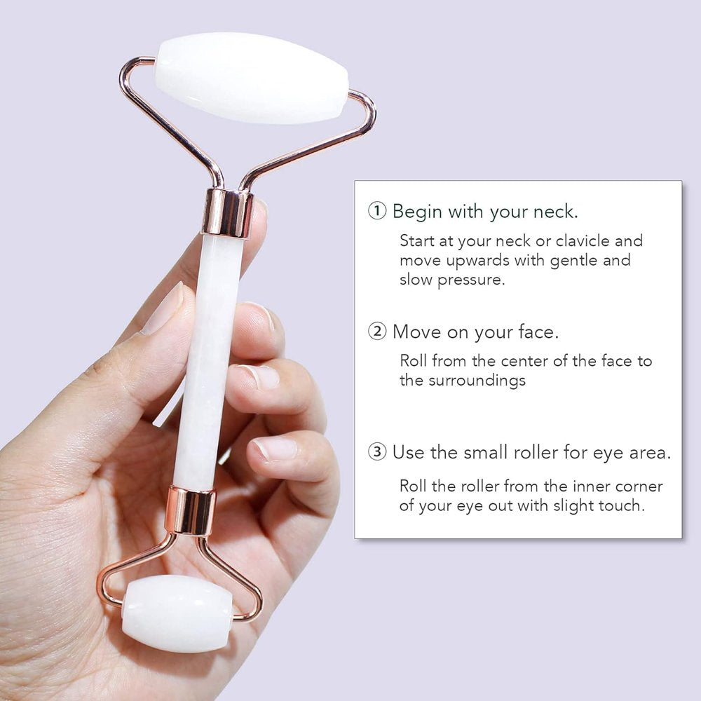 Jade Roller & Gua Sha, Face Roller, Facial Beauty Roller Skin Care Tools, Self Care Gift for Men Women, Massager for Face, Eyes, Neck, Relieve Fine Lines and Wrinkles