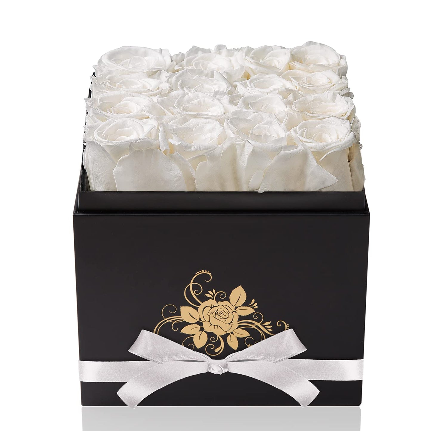 Luxury Preserved Roses in a Box, White Real Roses Valentines Day Gifts for Her, Birthday Gifts for Women, for Wife, Mother’s Day 