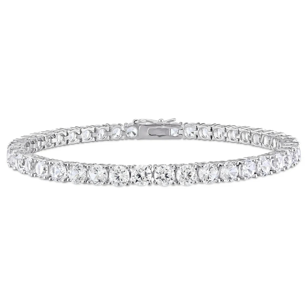 Women'S 14-1/4 Carat T.G.W. Created White Sapphire Sterling Silver Tennis Bracelet