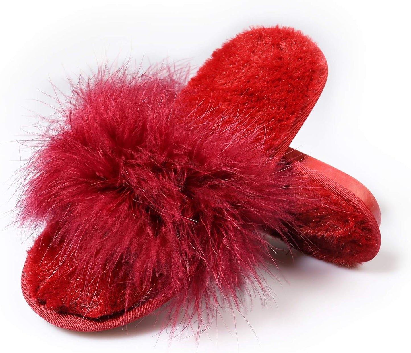 Women'S Furry Slippers Open Toe Fuzzy Slippers Memory Foam Fluffy House Slippers