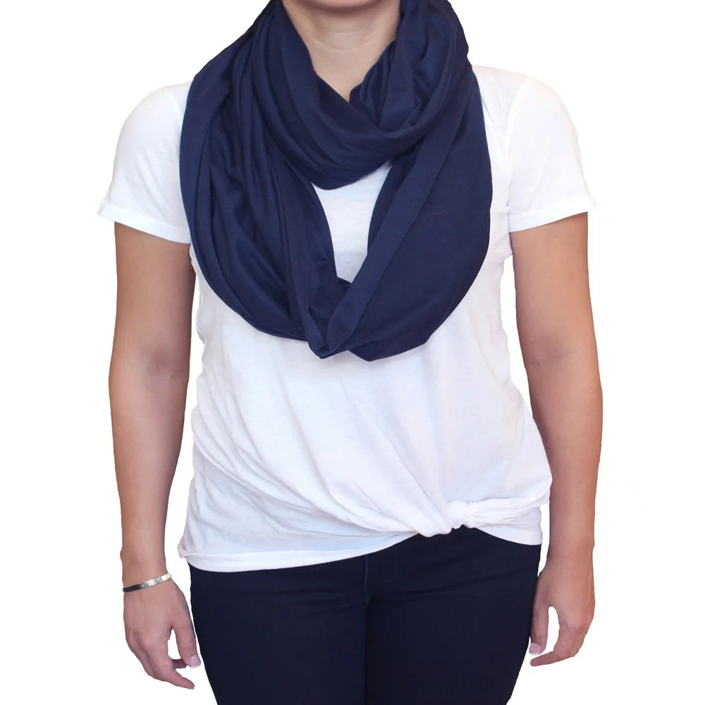 Infinity Nursing Scarf Nursing Cover for Breastfeeding Privacy in Navy Blue