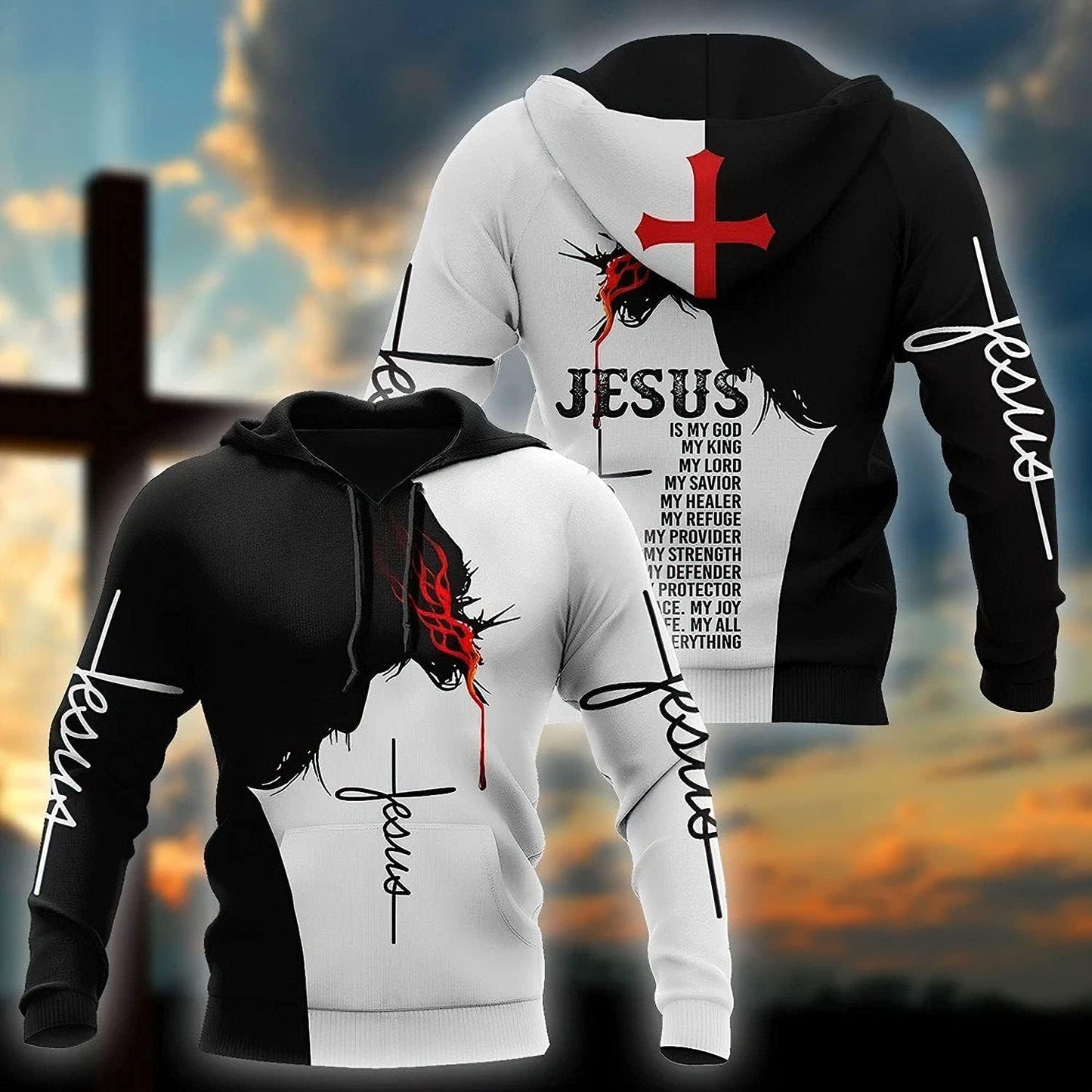 3D Christian Jesus Hoodies for Men Women Unisex Praying Hands Sweatshirt Pullover King Printed Sweater