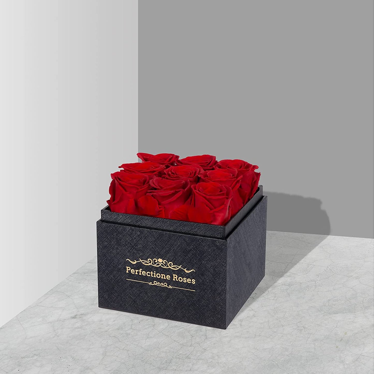 Preserved Flowers in a Box, Red Real Roses Long-Lasting Rose Birthday Gifts for Her Anniversary Mother'S Day Valentine'S Day Christmas Day(Black Medium Square Box)