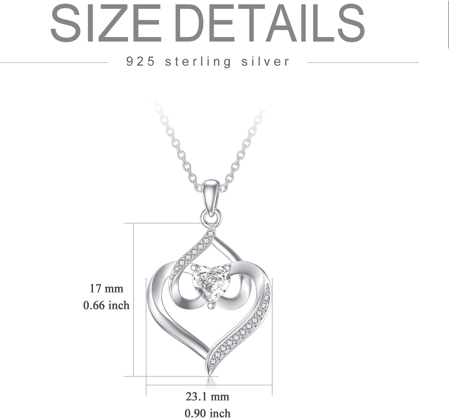 TOUPOP Mother'S Day Gifts Forever Love Heart Birthstone Pendant Necklaces for Women S925 Sterling Silver Birthstone Jewelry for Women Wife Girlfriend Mom Daughter