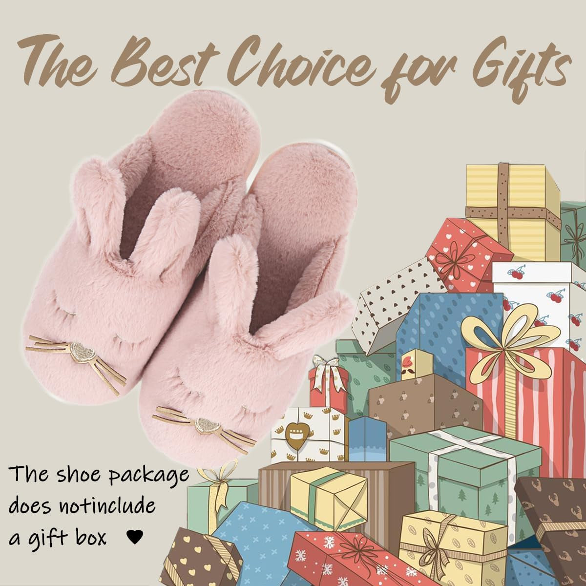 Bunny Slippers for Women Fuzzy Cute Animal Memory Foam Indoor House Slippers Easter Thanksgiving Christmas Slippers Gifts