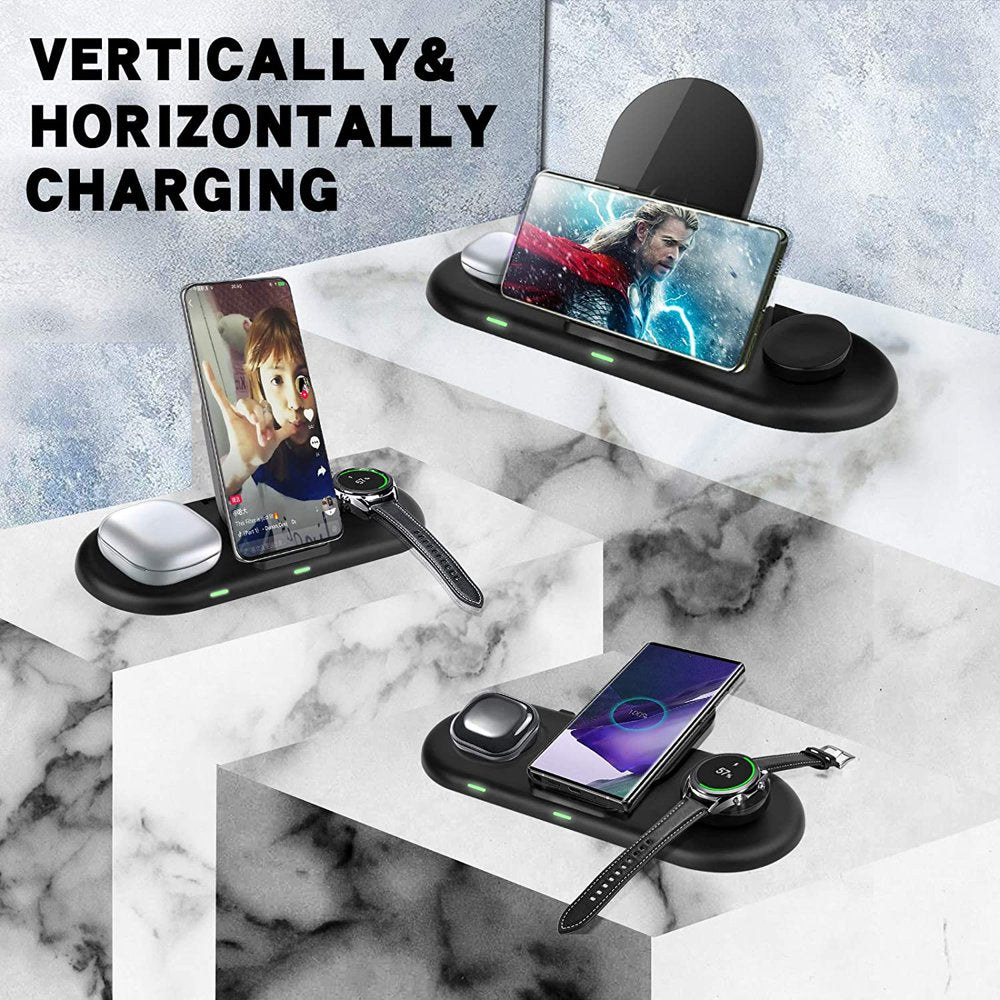 3 in 1 Wireless Charging Station for Samsung Galaxy S23 Ultra/S23/S23+/Z Fold 5/Z Flip5/Z Fold 3/S22/S21/S20, Samsung Watch Charger for Galaxy Watch 6 Classic/ 6/5 Pro/4/3/Active 2, Galaxy Buds2 Pro