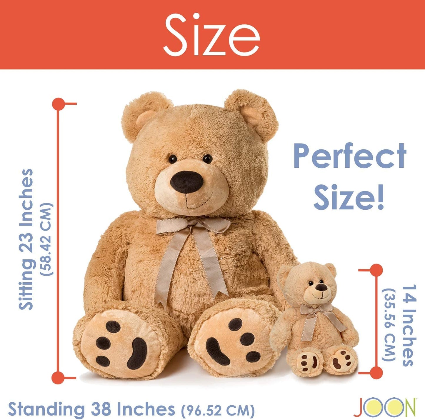 Huge Teddy Bear with Ribbon, Tan