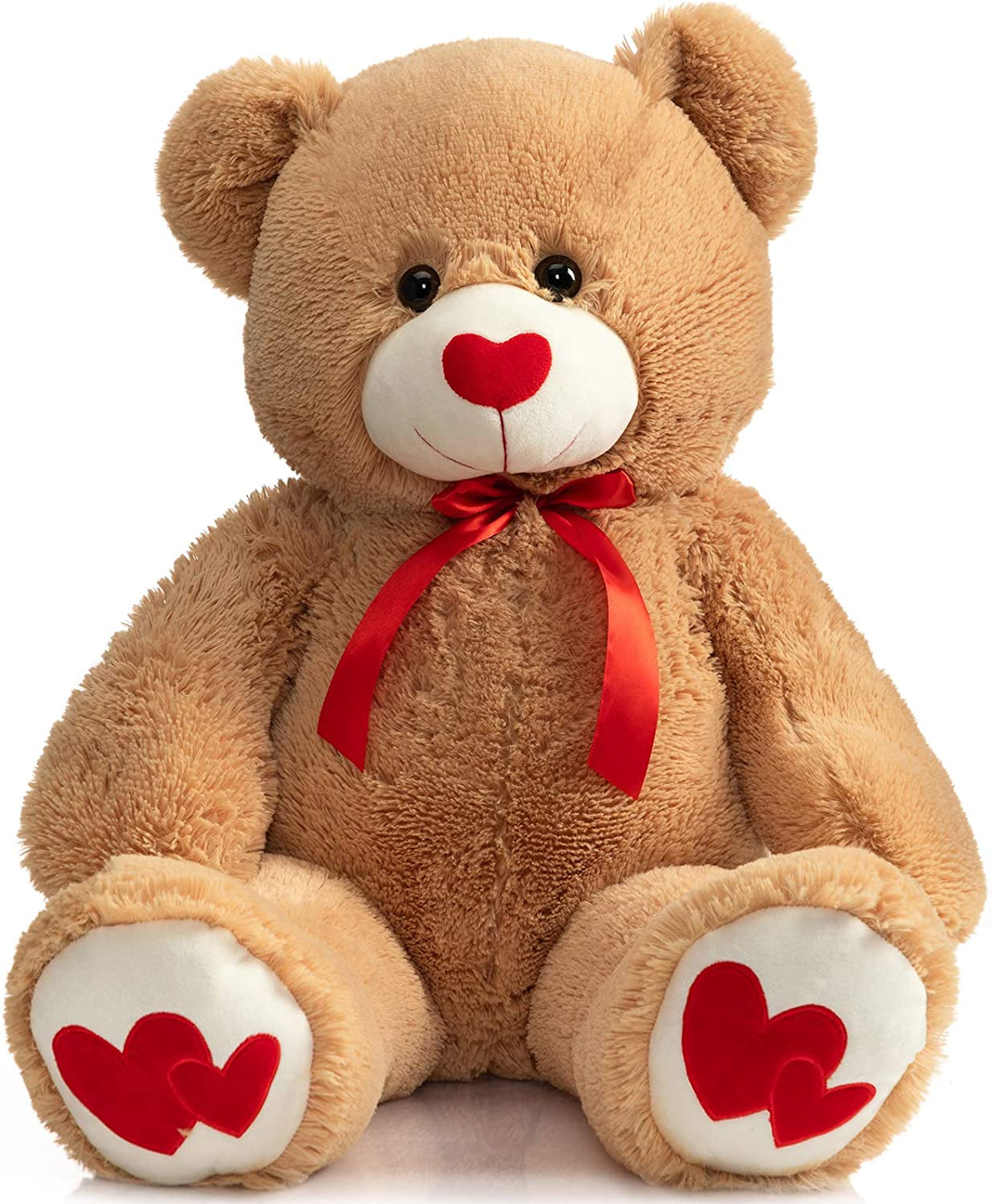 Giant Teddy Bear Stuffed Animal Large Bear Plush with Red Heart for Girlfriend and Kids Valentine'S Day 36 Inch Tan