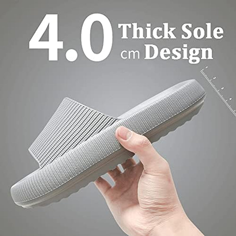 Cloud Slippers for Women and Men, Pillow House Slippers Massage Shower Bathroom Non-Slip Soft Comfy Thick Sole Platform Quick Drying Open Toe Home Cushion Slide Sandals for Indoor & Outdoor