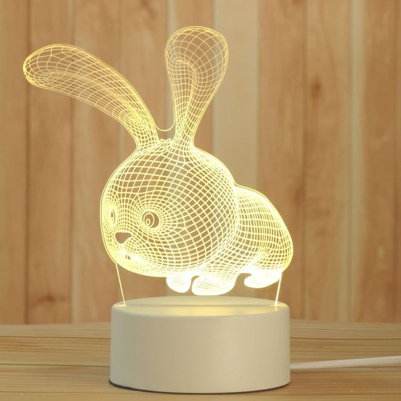 Creative 3D Night Lamp Acrylic Desktop Nightlight Boys and Girls Holiday Gift Decorative Night Lamp Bedroom Bedside Table Lamp