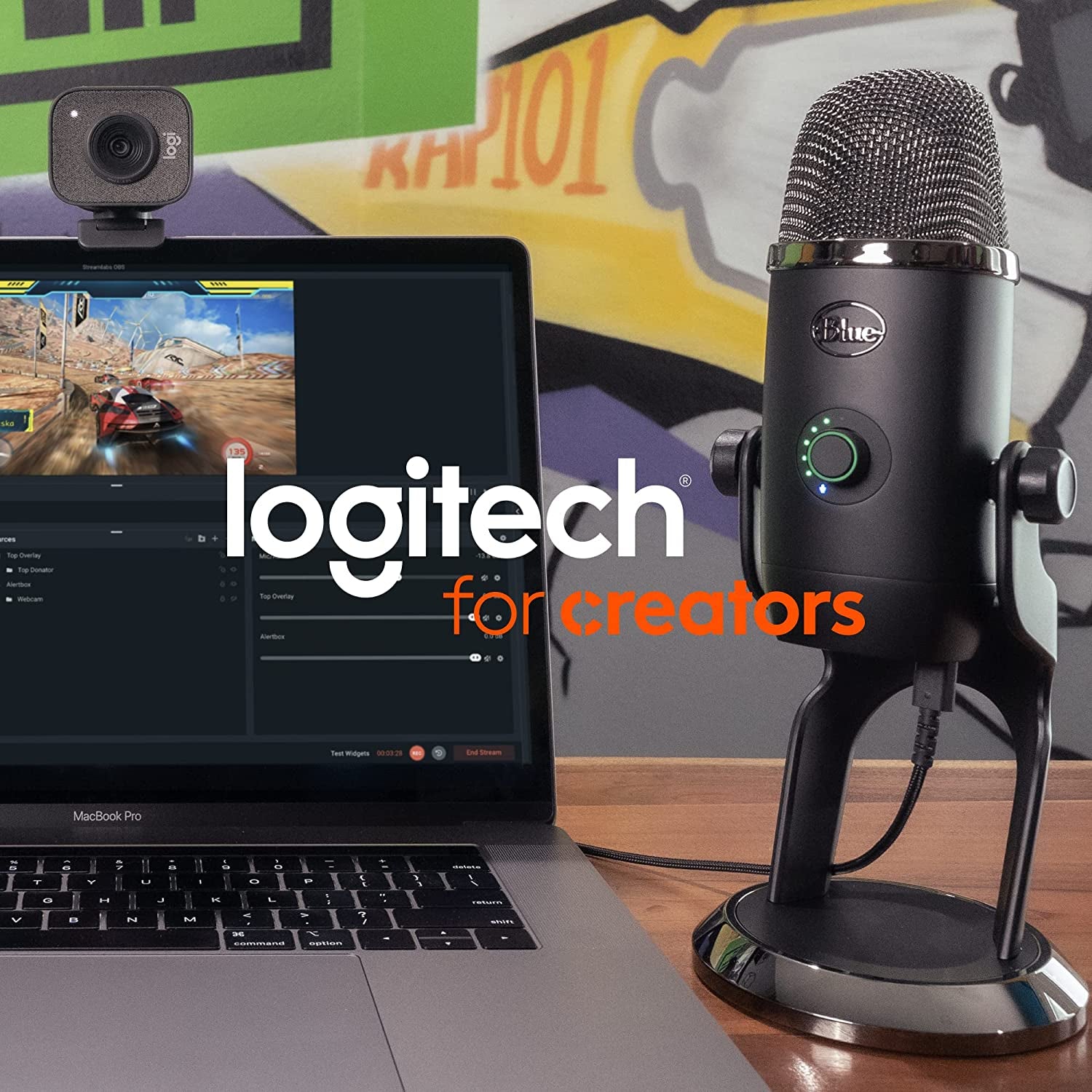 Logitech  Yeti USB Microphone - for Gaming, Streaming, Recording - Studio Quality Sound, 4 Polar Patterns, Plug & Play - Midnight