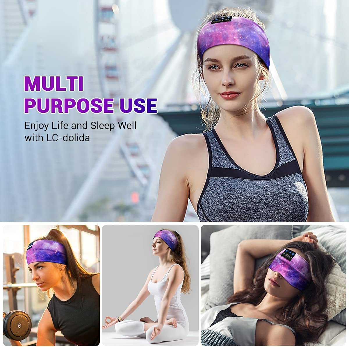 Sleep Headphones Bluetooth Headband Sleeping Wireless Headband Headphones with Thin HD Stereo Speakers Perfect for Side Sleepers, Sport, Yoga, Travel