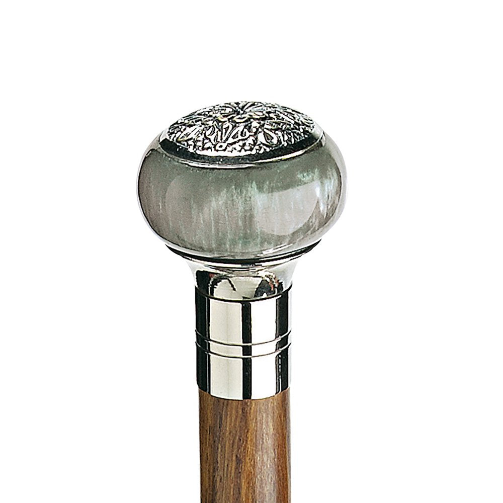 Gentleman'S Choice: Blue-Gray Sphere Solid Hardwood Walking Stick