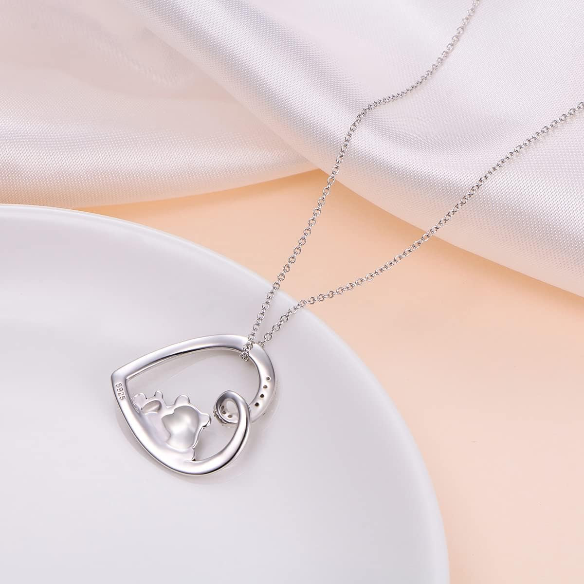 925 Sterling Silver Engraved Heart Necklace Pendant for Women Jewelry Anniversary Birthday Valentine'S Day Gifts for Her