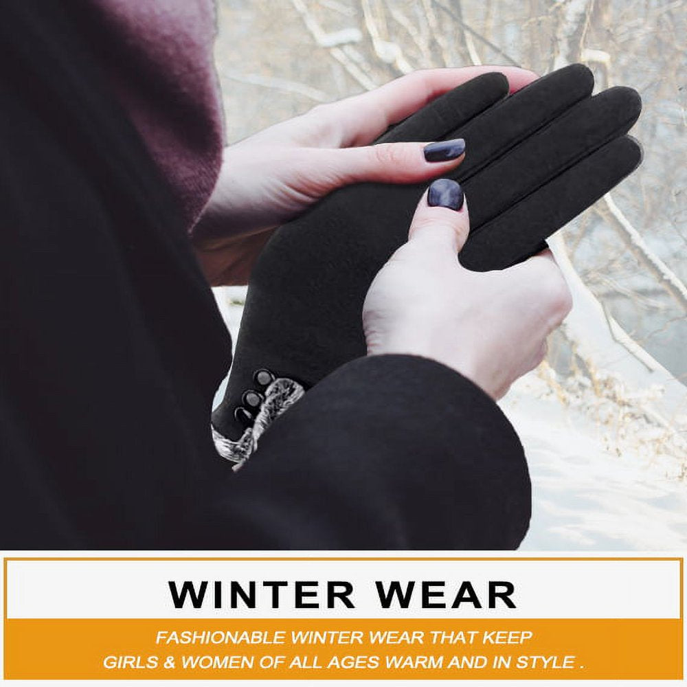 Womens Winter Warm Gloves with Sensitive Touch Screen Texting Fingers, Fleece Lined Windproof Gloves