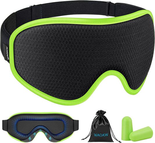 Sleep Mask for Women Men, Eye Mask Sleeping of 3D Light Blocking Blindfold (Neon Green)