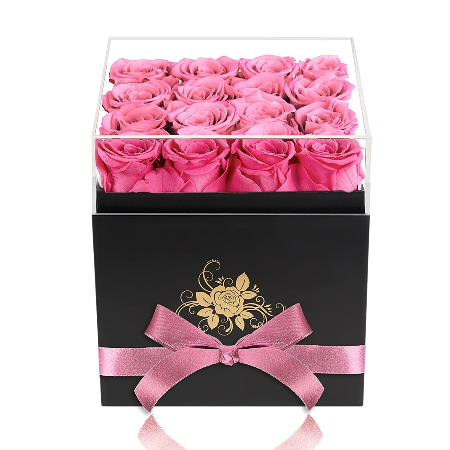 Luxury Preserved Roses in a Box, Pink Real Roses Valentines Day Gifts for Her, Mothers Day Gifts, Birthday Gifts for Women