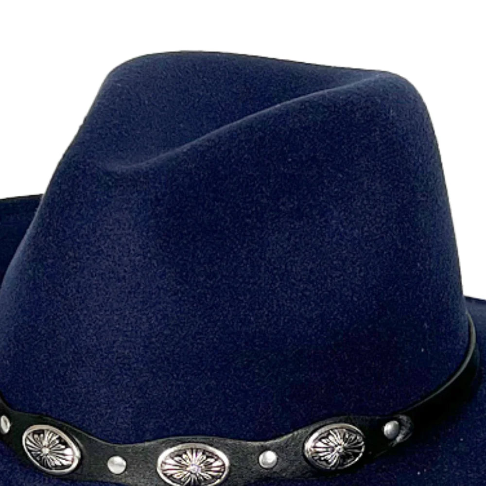 Women Men Cowboy Cowgirl Hats Felt Wide Brim Western Hat with Belt Buckle