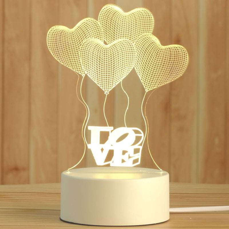 Creative 3D Night Lamp Acrylic Desktop Nightlight Boys and Girls Holiday Gift Decorative Night Lamp Bedroom Bedside Table Lamp