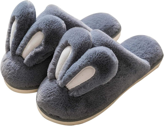 Women Slippers, Cute Rabbit Ears Plush House Slippers for Women,Non-Slip Fluffy Slippers Indoor Warm Plush Animal Slippers