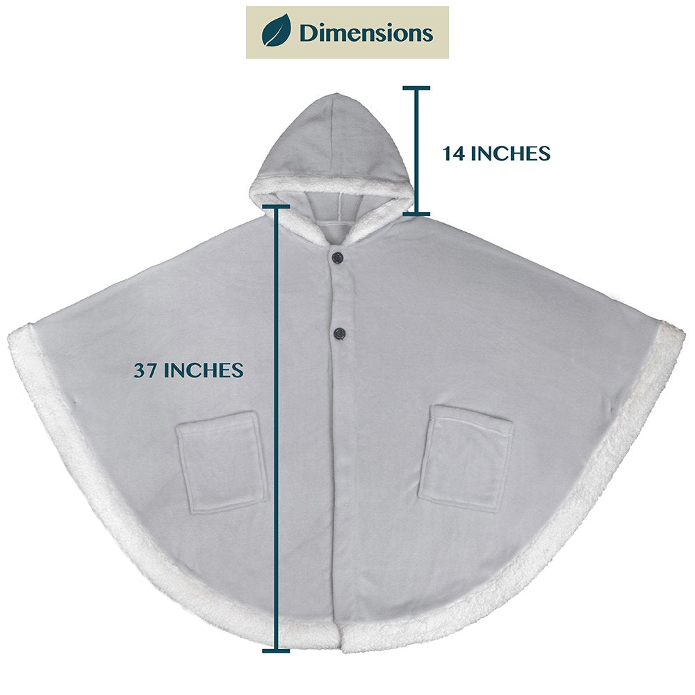 Angel Wrap Hooded Blanket, Wearable Blanket Women, Cozy Poncho Wrap Throw for Adult, Plush Soft Sherpa Fleece Cape Shawl with Pockets Hood, Gift for Wife Mother, Light Gray