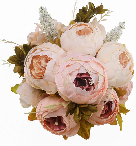 Vintage Artificial Peony Silk Flowers Bouquet Home Wedding Decoration -Light Pink for Mother’s Day, birthday 