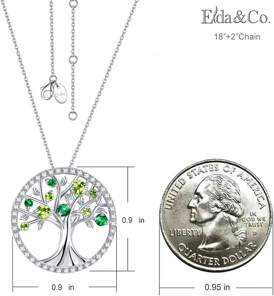 Valentines Day Jewelry Gifts Tree of Life Necklace for Women February March Birthstones Amethyst Aquamarine Necklace for Wife Mom Birthday Gifts for Her S925 Sterling Silver